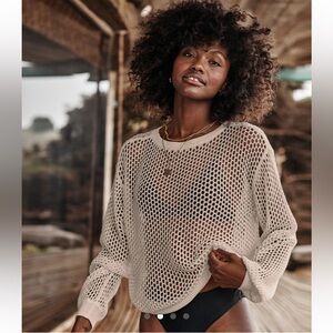 Summersalt The Fishnet Crewneck Cover-Up - Natural Sweater 1XL